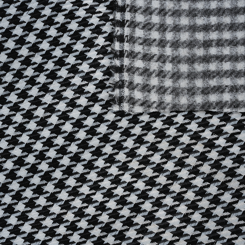Houndstooth kostkovaná polyesterová lněná tkanina